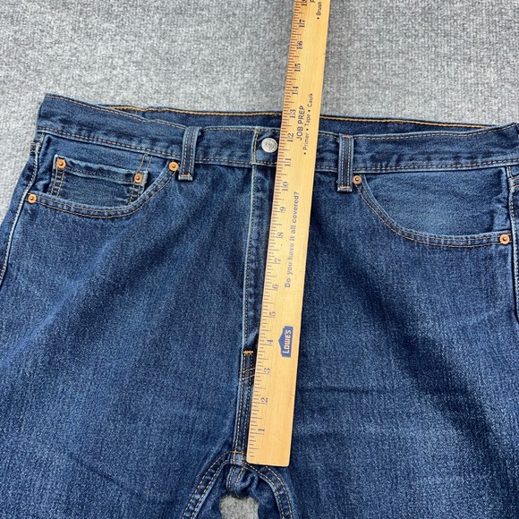 Levi's 505 Jeans 38X30 Blue Denim Dark Straight Leg High Rise Pockets Zip Fly - Picture 5 of 9